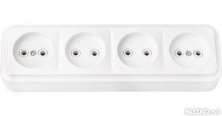 Розетка 4-я без заземления Пралеска (Белый) Розетка 4-я без заземления Пралеска (Белый)